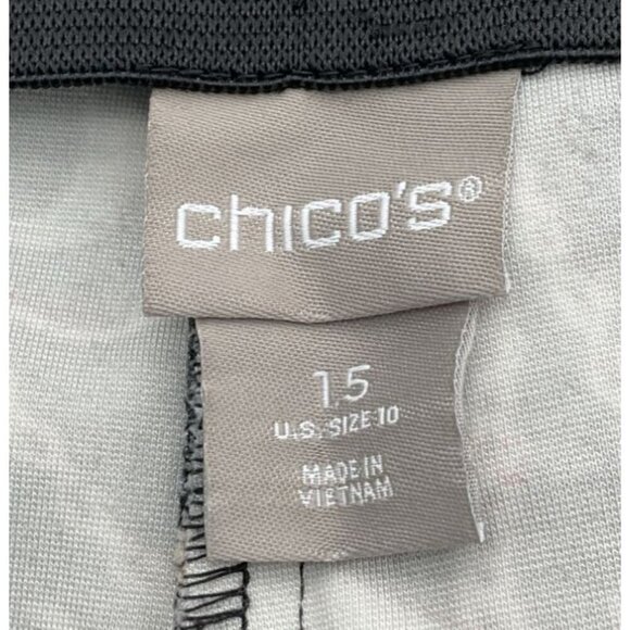 Chicos So-Slimming Juliet Baroque Scroll Black & Gold Print Ankle Pants Sz 10 - Picture 7 of 10